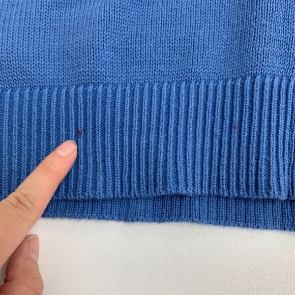 Loft Ann Taylor Cardigan Womens S Small Cadet Blue Cotton Big Button Ribbed Trim - Picture 7 of 14